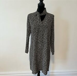 Raoul Black and White Abstract Print Silk Dress